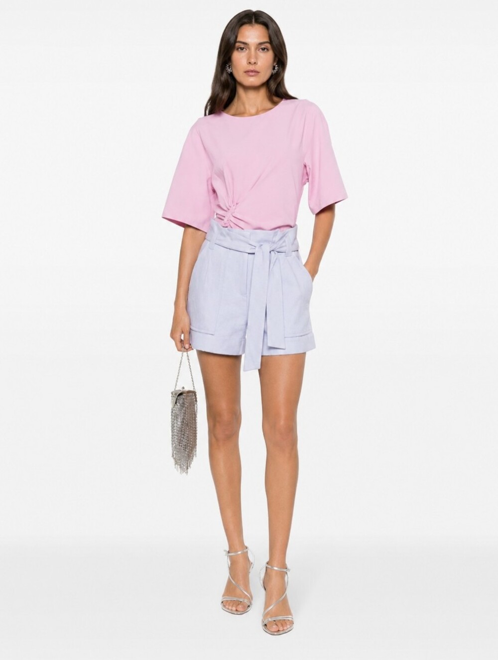 IRO Piralin Lilac High Waisted Paperbag Tie Waist Shorts 38